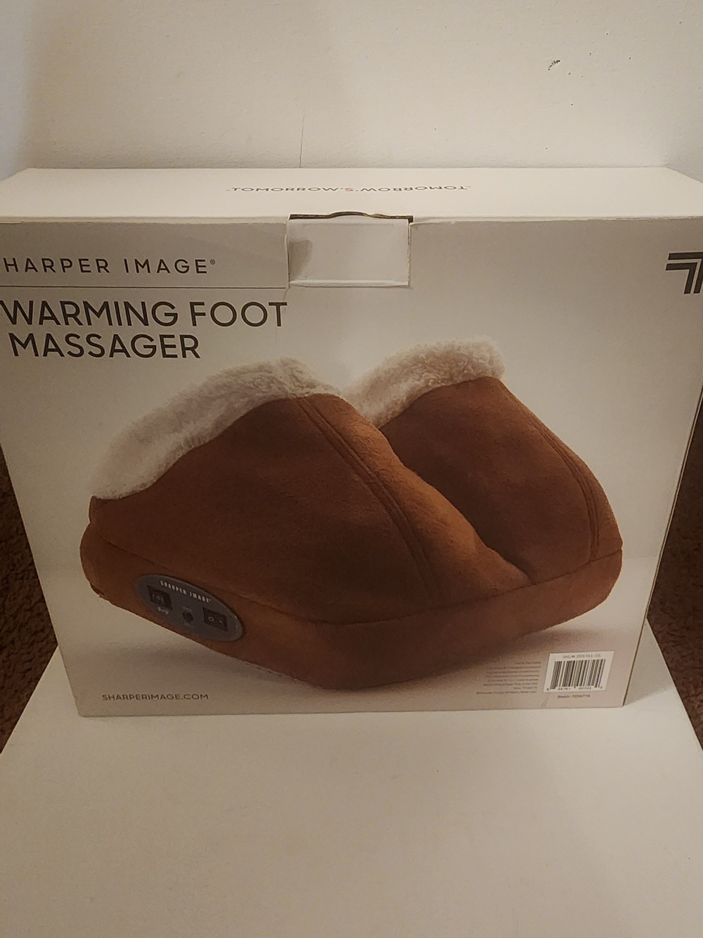 Sharper Image Warming Foot Massager - Brown with Cream Trim